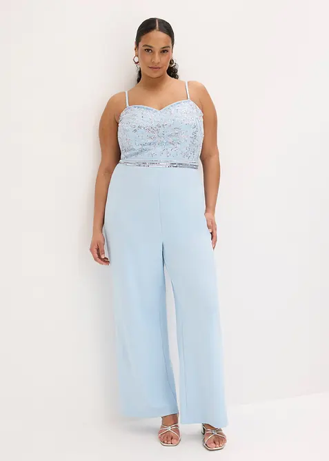 Jumpsuit i kr&auml;pp med struktur och med p&auml;rlbroderi, bonprix