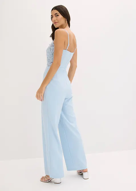 Jumpsuit i kr&auml;pp med struktur och med p&auml;rlbroderi, bonprix