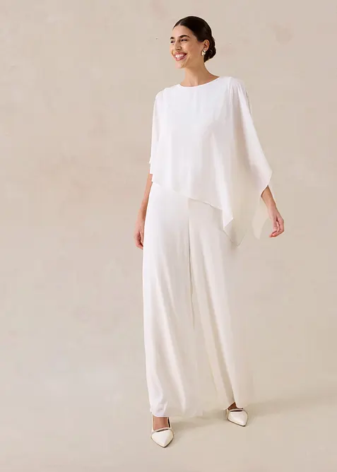 Jumpsuit i fintr&aring;dig chiffong, bonprix