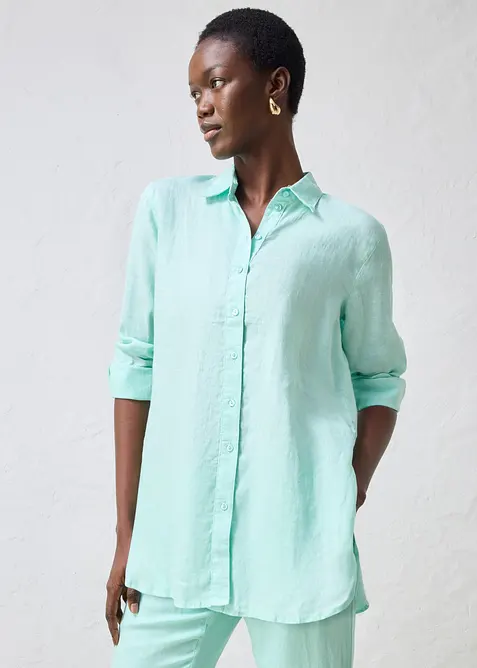 Skjortblus i linne, bonprix