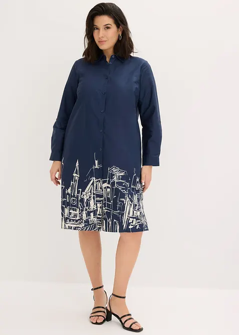 Skjortkl&auml;nning i bomullspoplin, bonprix