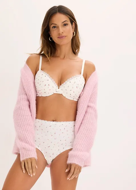 Ribbad BH med formpressade kupor och bygel, med ekologisk bomull (2-pack), bonprix