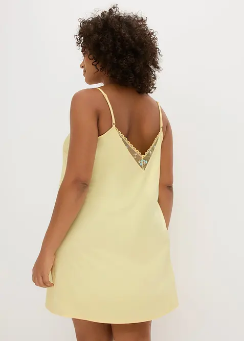 Neglig&eacute; i satin med skirt broderi, bonprix