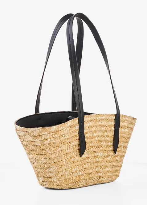 Shoppingv&auml;ska med halmlook och blomh&auml;nge, bonprix