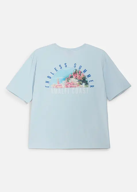 T-shirt i ekologisk bomull med stort tryck bak, avslappnad passform, bonprix