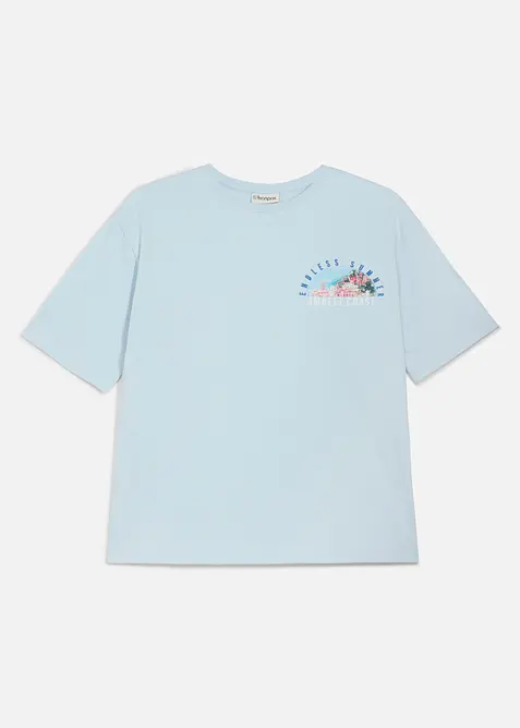 T-shirt i ekologisk bomull med stort tryck bak, avslappnad passform, bonprix