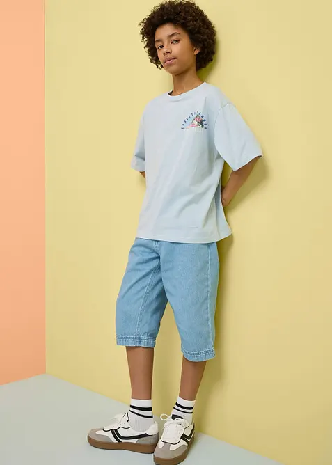 T-shirt i ekologisk bomull med stort tryck bak, avslappnad passform, bonprix