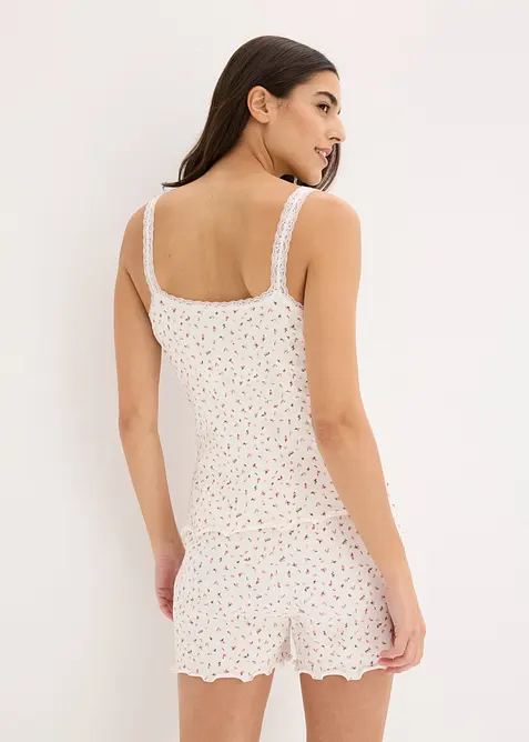 Pyjamas med shorts, ribbat material, bonprix