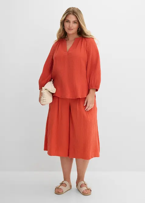 Muslinblus i oversizemodell av bomull, bonprix