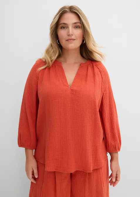 Muslinblus i oversizemodell av bomull, bonprix