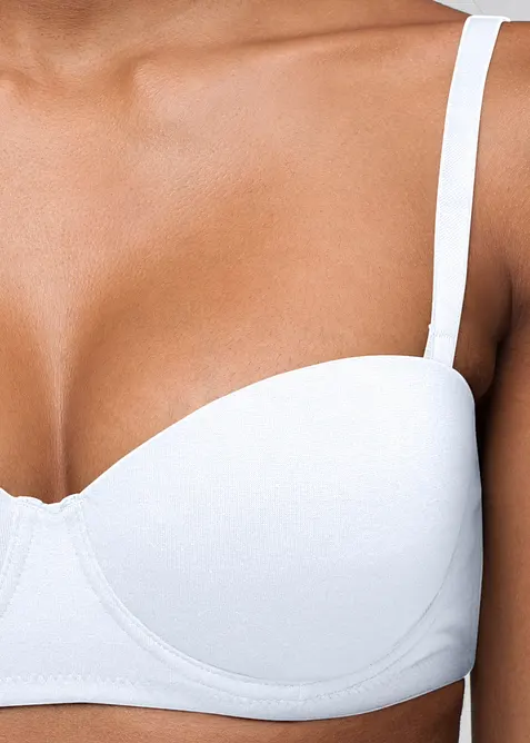 BH med bygel och flexibla axelband (2-pack), med ekologisk bomull, bonprix