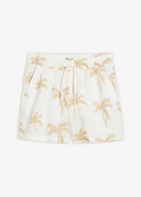 Linneshorts med broderi, bonprix