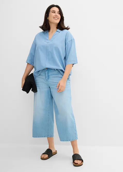 Blustunika i denim av ekologisk bomull, bonprix