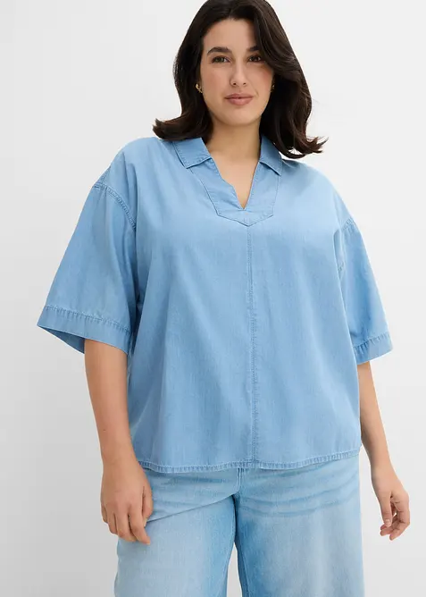 Blustunika i denim av ekologisk bomull, bonprix