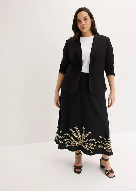 Maxikjol med broderi, bonprix