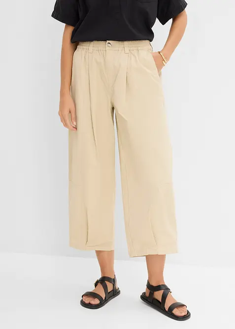 Byxa i barrelmodell av bomullsmix, bonprix