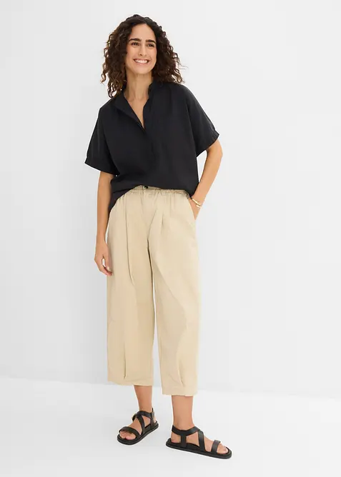 Byxa i barrelmodell av bomullsmix, bonprix