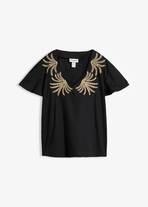 Blus med broderi, bonprix