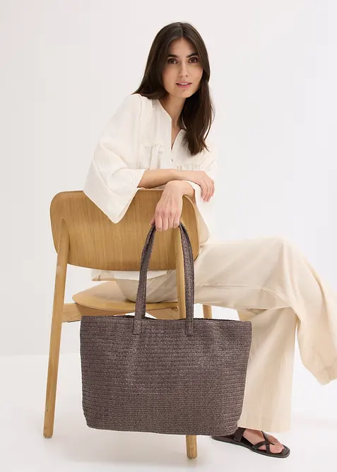 Shoppingv&auml;ska med halmlook, bonprix