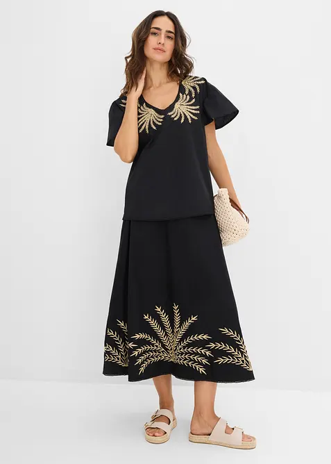 Blus med broderi, bonprix