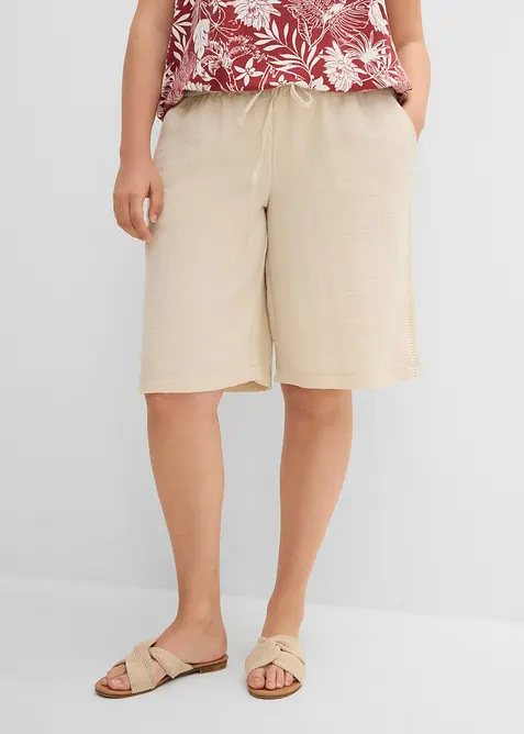 Shorts av viskosmix, med res&aring;rmidja, bonprix