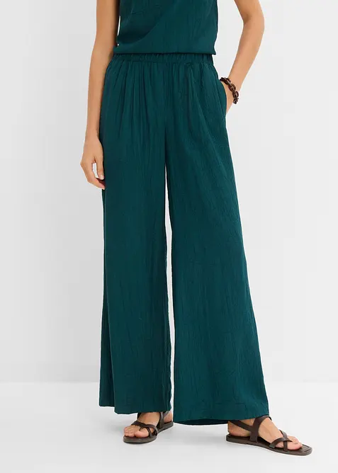 Byxa i viskosmix med plisserad look, bonprix