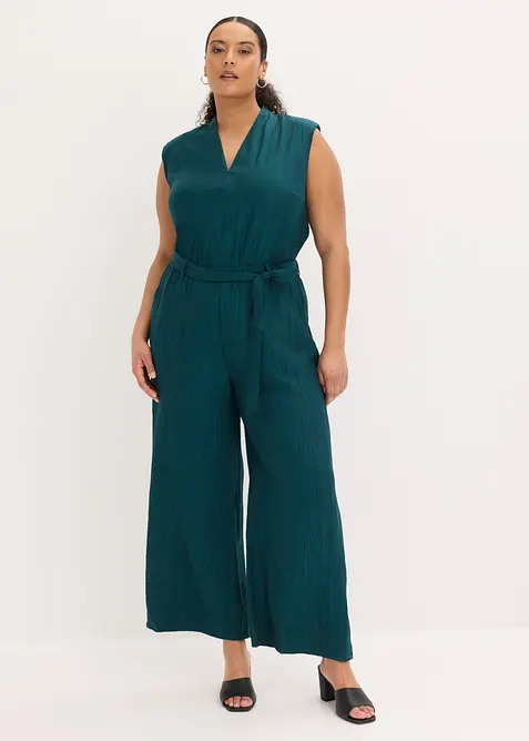 Jumpsuit i viskosmix med uppst&aring;ende krage, bonprix