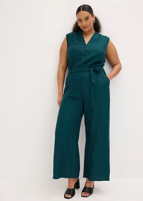 Jumpsuit i viskosmix med uppst&aring;ende krage, bonprix