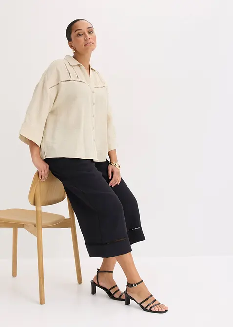 Skjortblus av viskosmix, bonprix