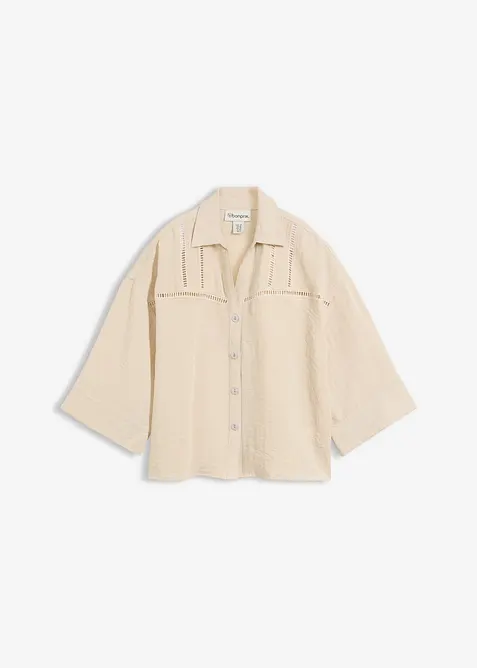 Skjortblus av viskosmix, bonprix