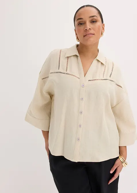 Skjortblus av viskosmix, bonprix