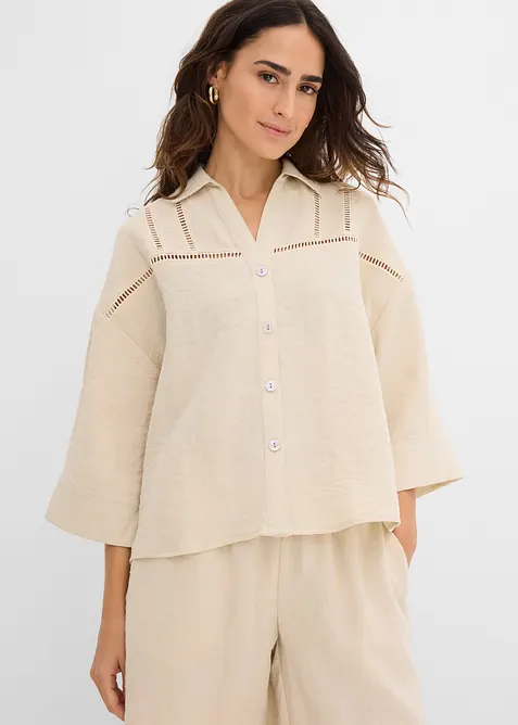 Skjortblus av viskosmix, bonprix