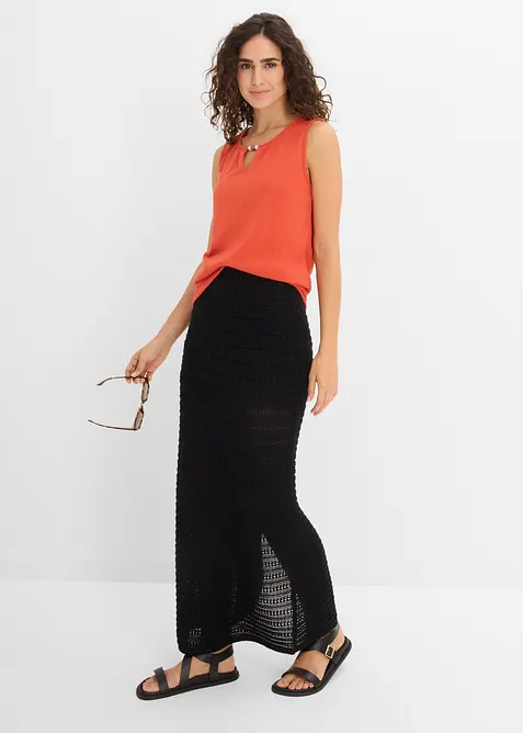 Maxikjol med virkad spets, bonprix