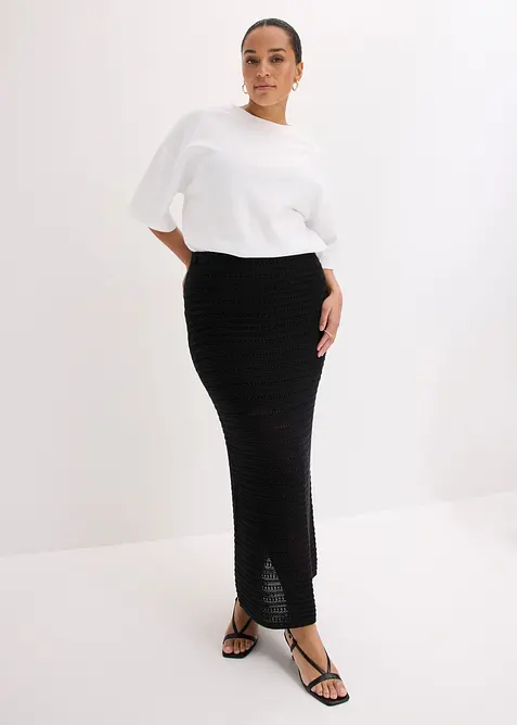 Maxikjol med virkad spets, bonprix