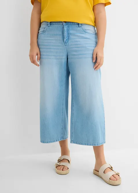 Wide Leg-jeans med bekv&auml;m midja, bonprix