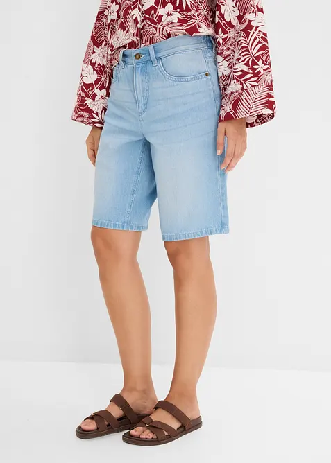 Jeansshorts Mid Waist, med bekv&auml;m midja, bonprix