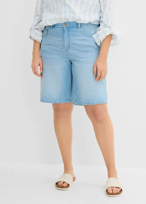 Jeansshorts Mid Waist, med bekv&auml;m midja, bonprix