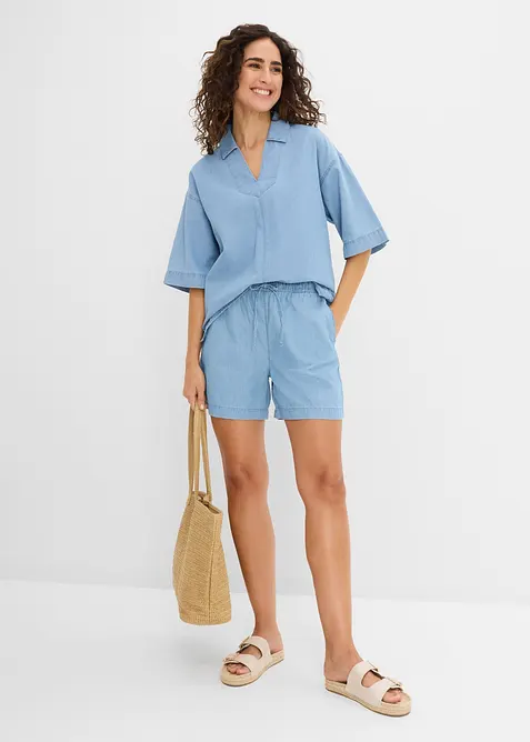 Jeansshorts Mid Waist, med bekv&auml;m midja, bonprix