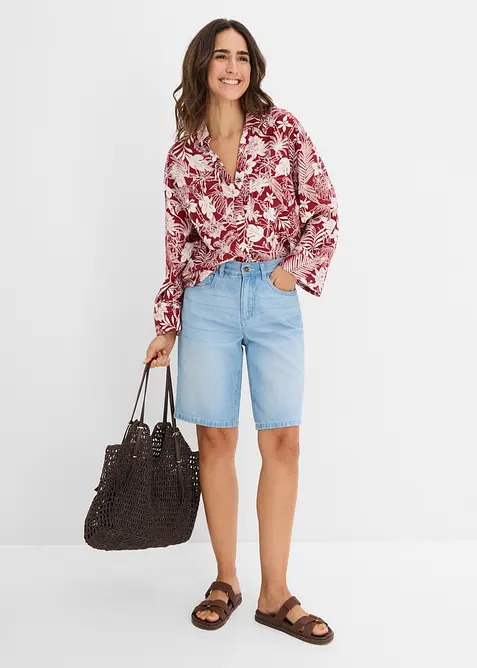 Jeansshorts Mid Waist, med bekv&auml;m midja, bonprix