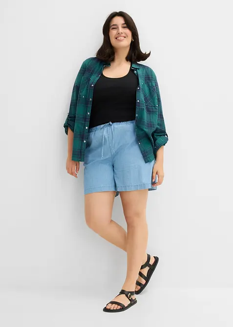 Jeansshorts Mid Waist, med bekv&auml;m midja, bonprix