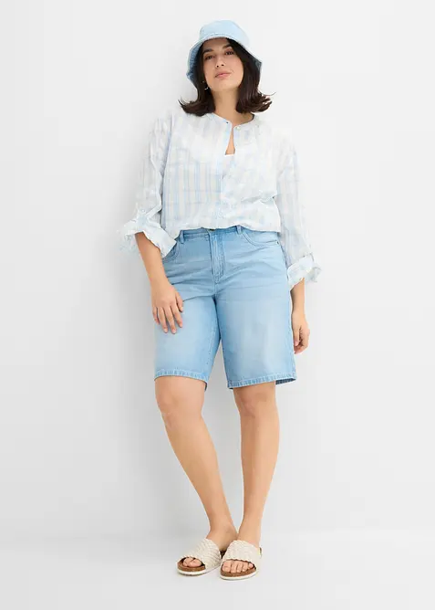Jeansshorts Mid Waist, med bekv&auml;m midja, bonprix