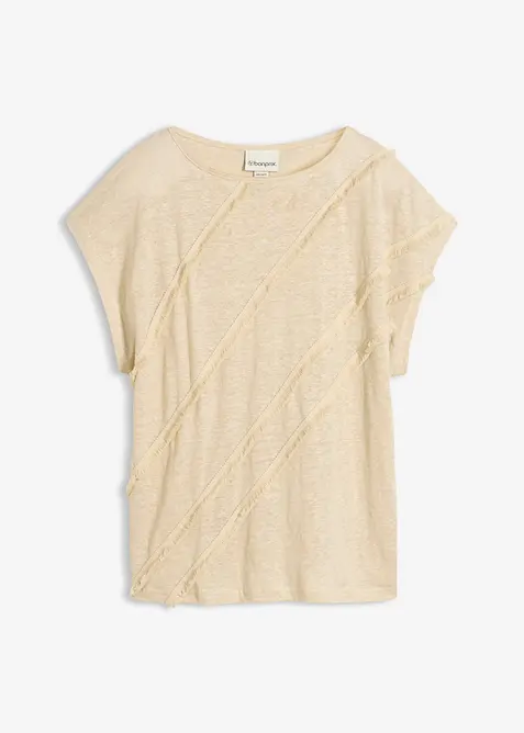 Topp i rent lin med applikation, bonprix