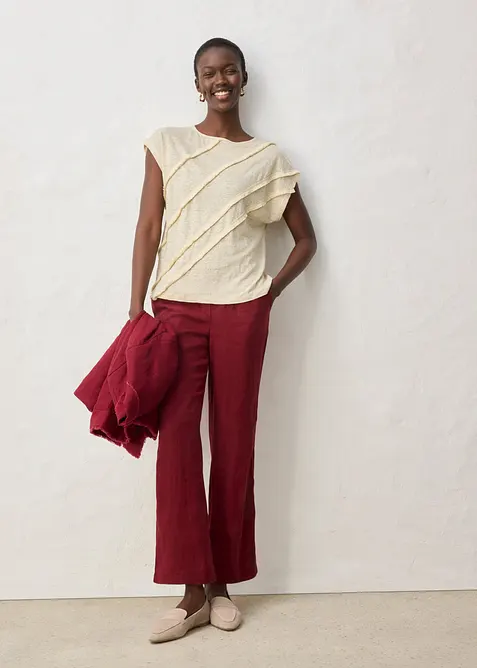 Topp i rent lin med applikation, bonprix