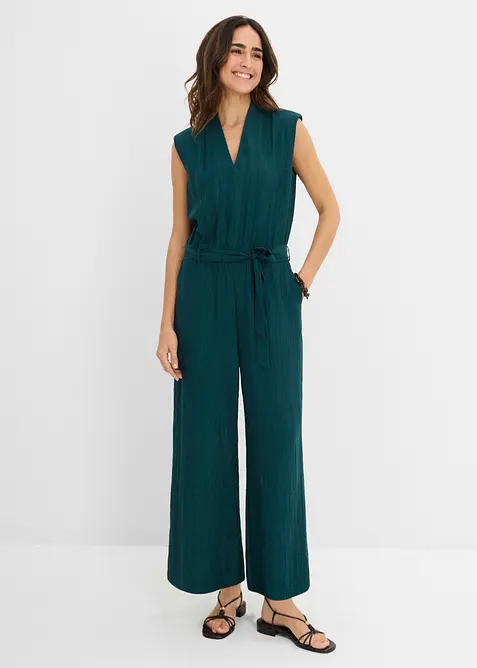 Jumpsuit i viskosmix med uppst&aring;ende krage, bonprix