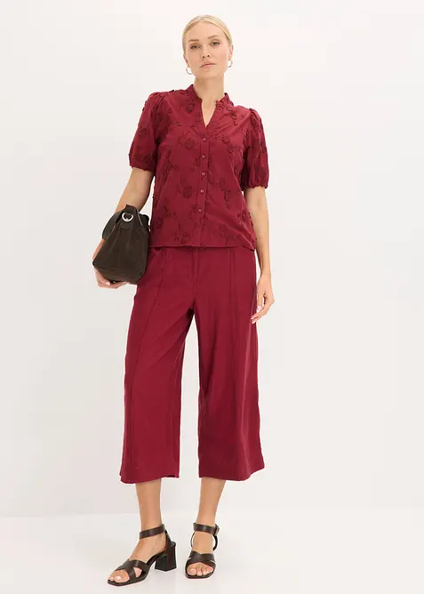 Kort&auml;rmad blus i ren bomull, bonprix