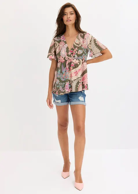 Blus av viskos med mjukt fall, bonprix