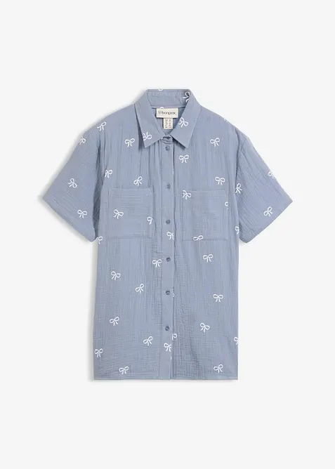 Kort&auml;rmad muslinblus, bonprix