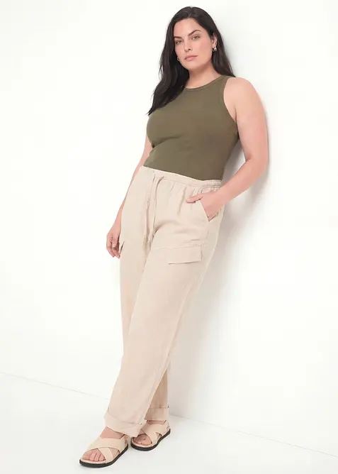 Ribbstickat linne, bonprix