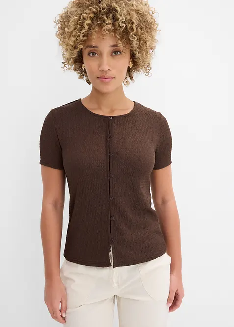 Topp av strukturmaterial och med knappsl&aring;, bonprix