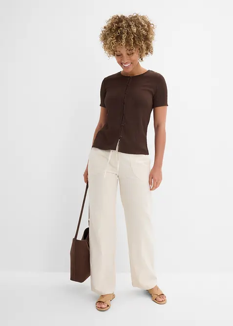 Topp av strukturmaterial och med knappsl&aring;, bonprix